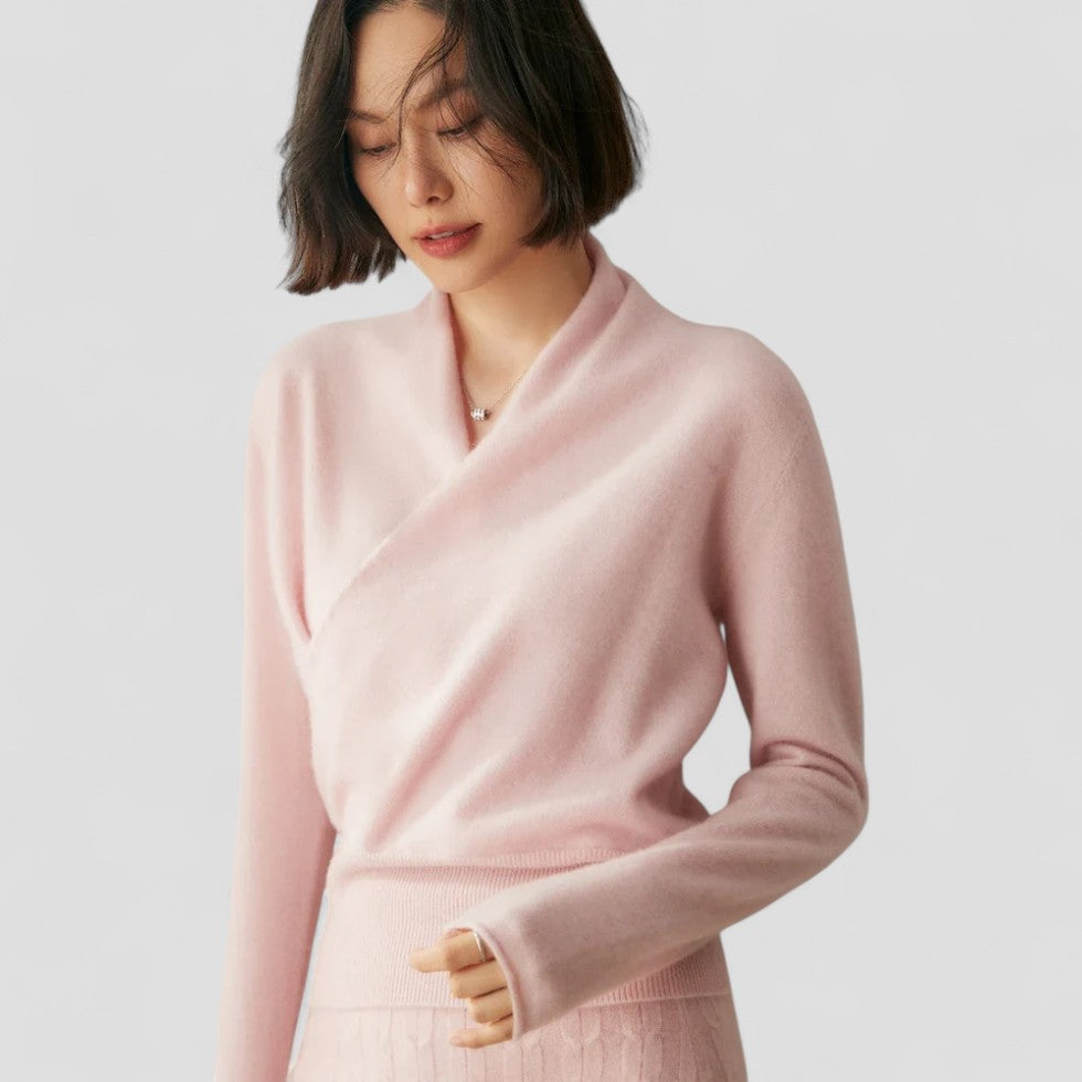 Pull en cachemire croisé pour femme