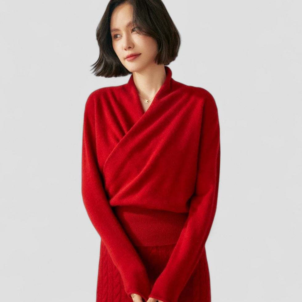 Pull en cachemire croisé pour femme