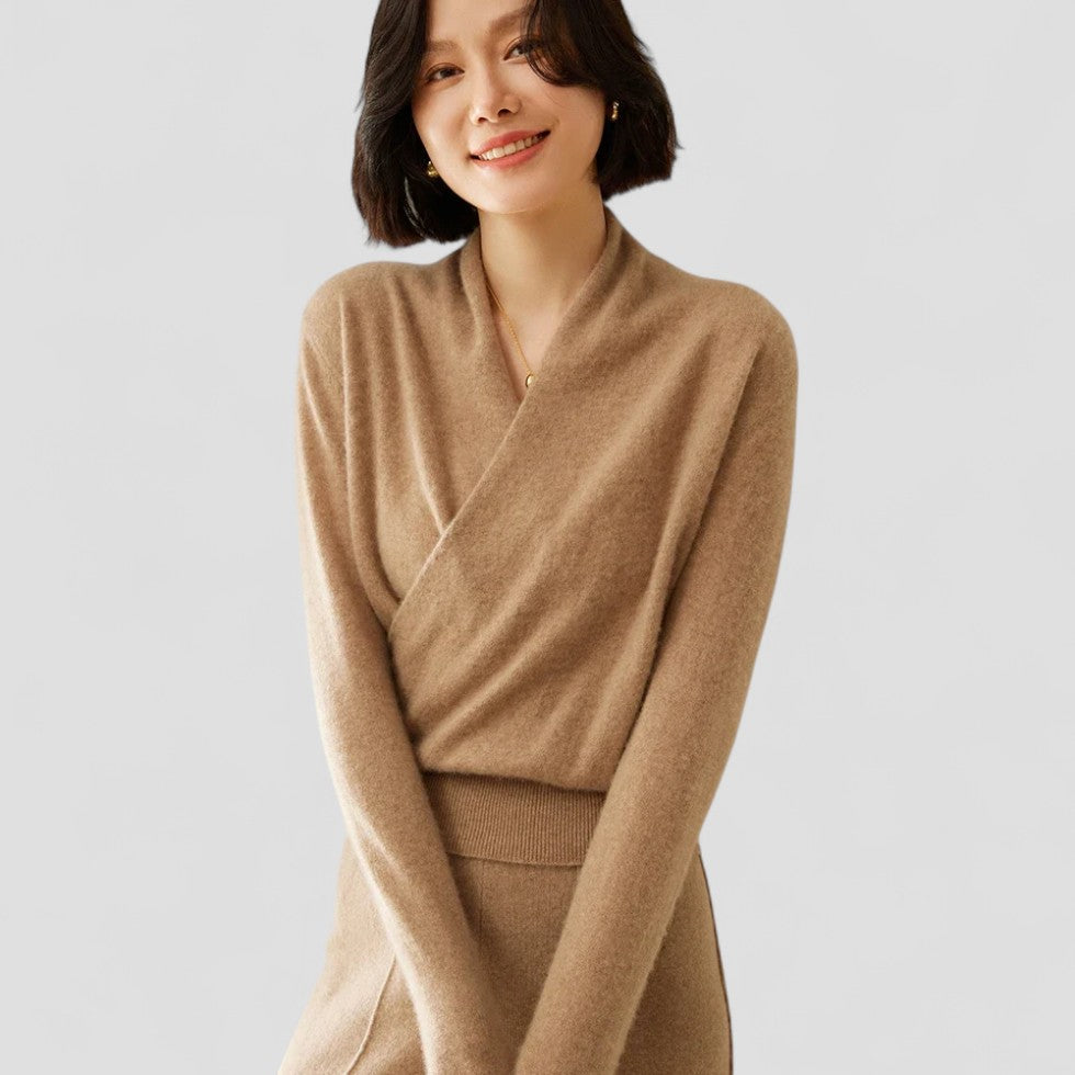 Pull en cachemire croisé pour femme