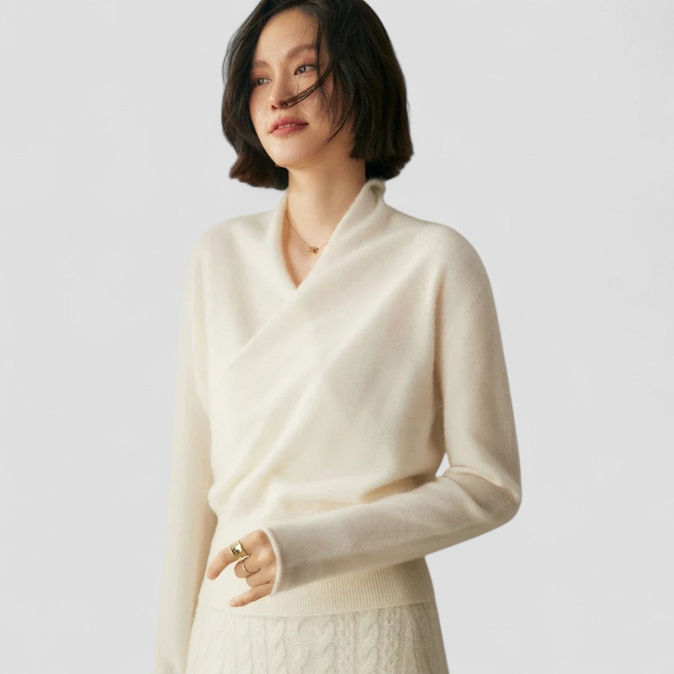 Pull en cachemire croisé pour femme