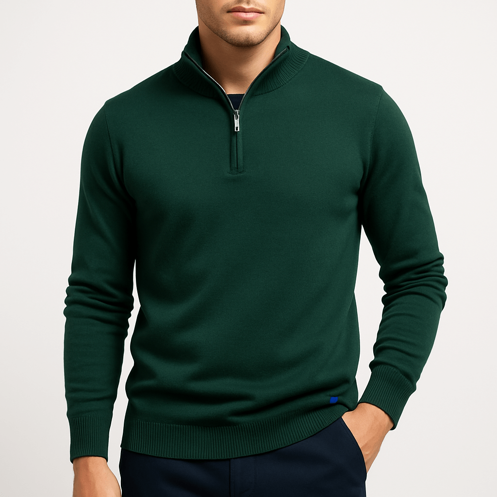 Pull en coton à col zippé pour homme