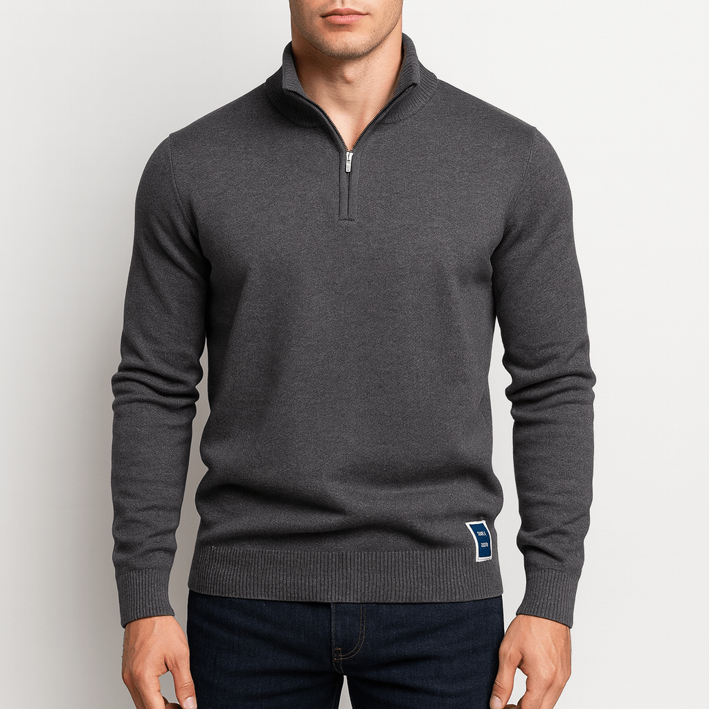 Pull en coton à col zippé pour homme