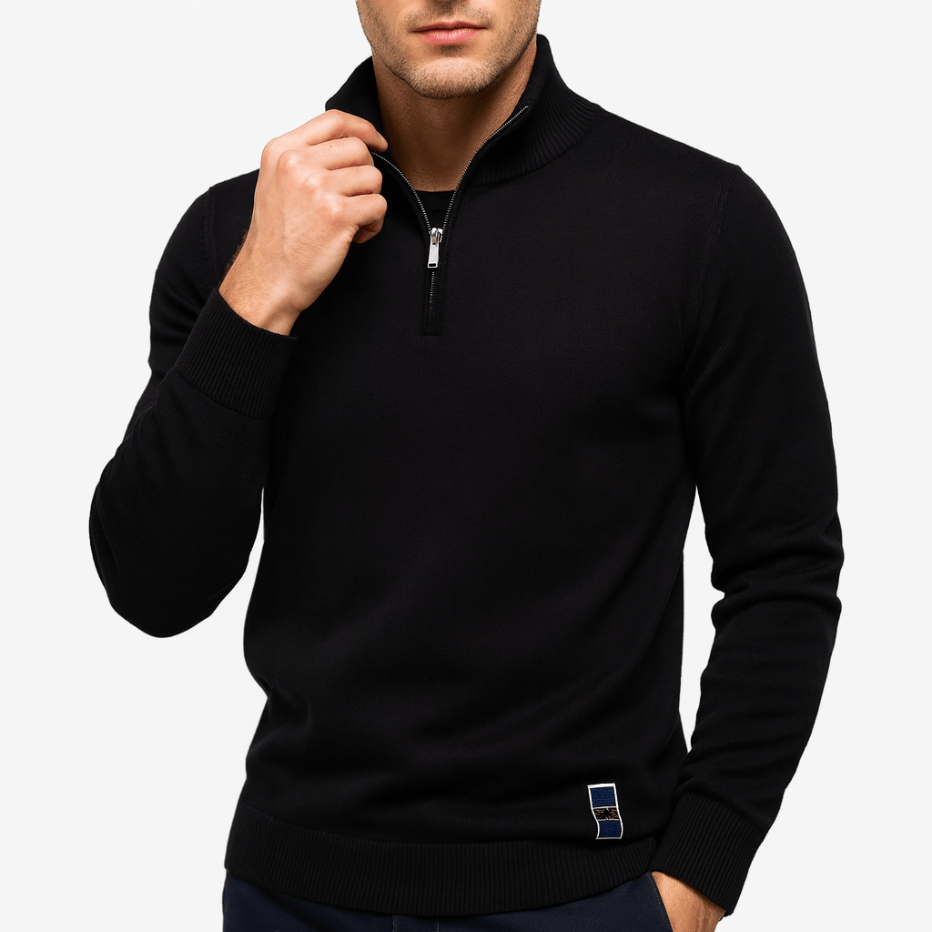 Pull en coton à col zippé pour homme
