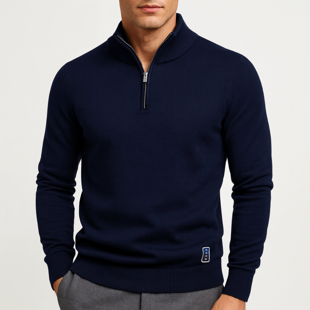 Pull en coton à col zippé pour homme