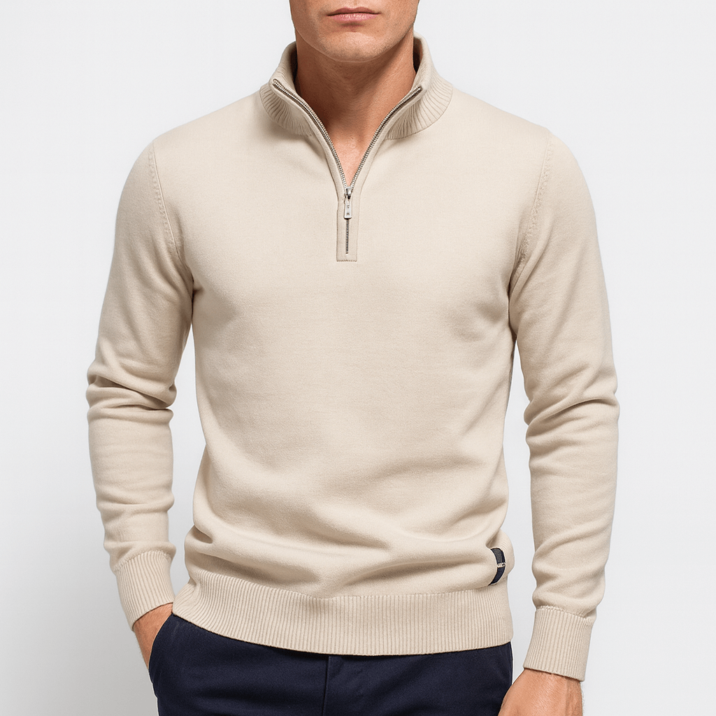Pull en coton à col zippé pour homme