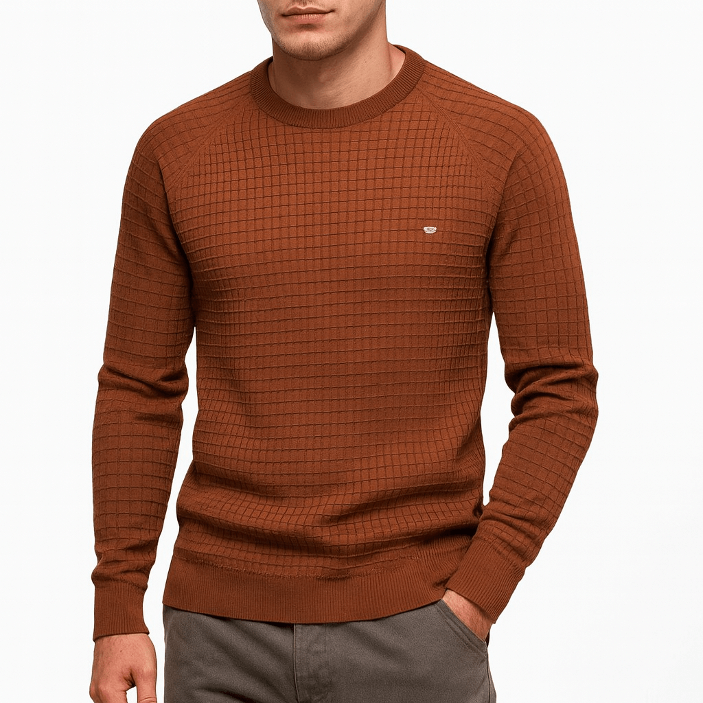 Pull en maille à carreaux classique pour homme