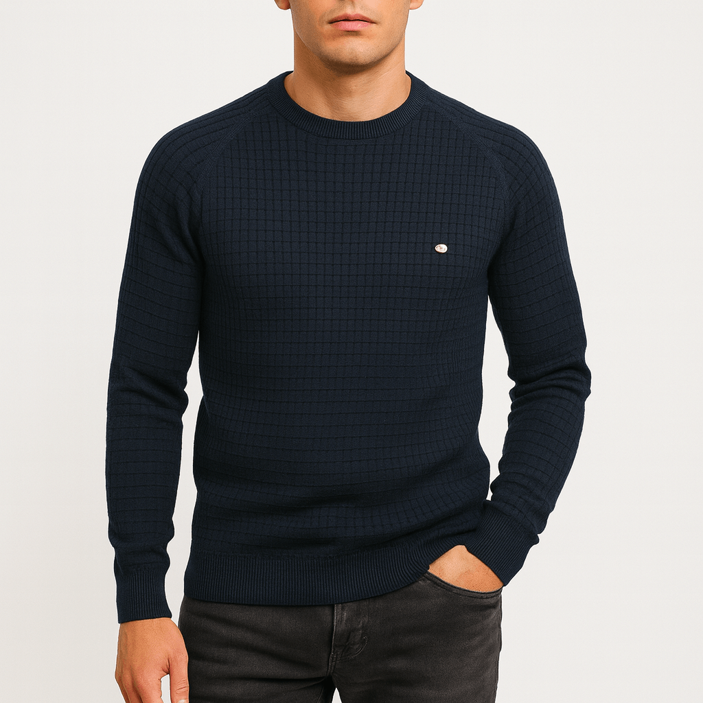 Pull en maille à carreaux classique pour homme