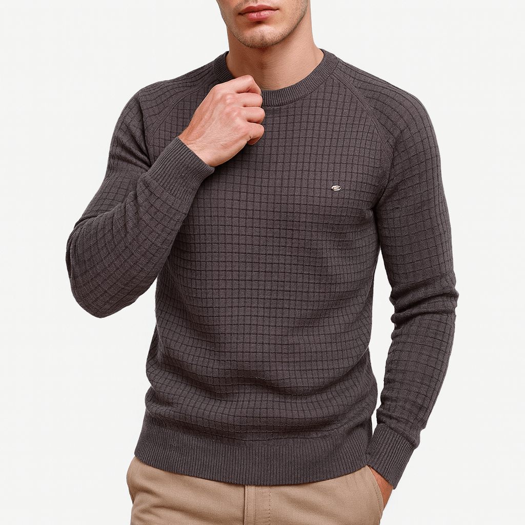 Pull en maille à carreaux classique pour homme