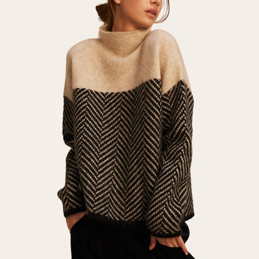 Pull en maille à chevrons bicolore pour femme