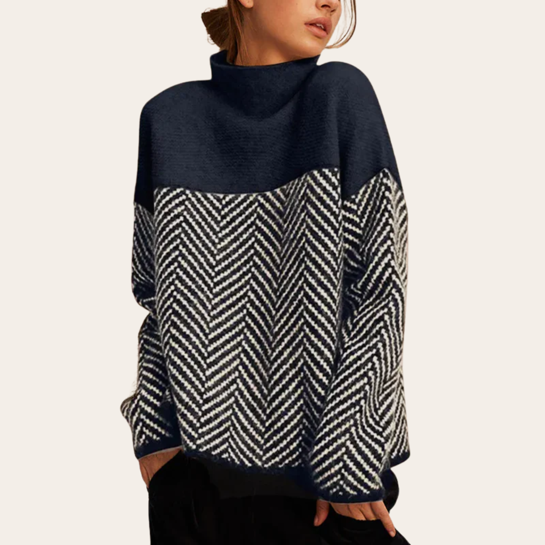 Pull en maille à chevrons bicolore pour femme