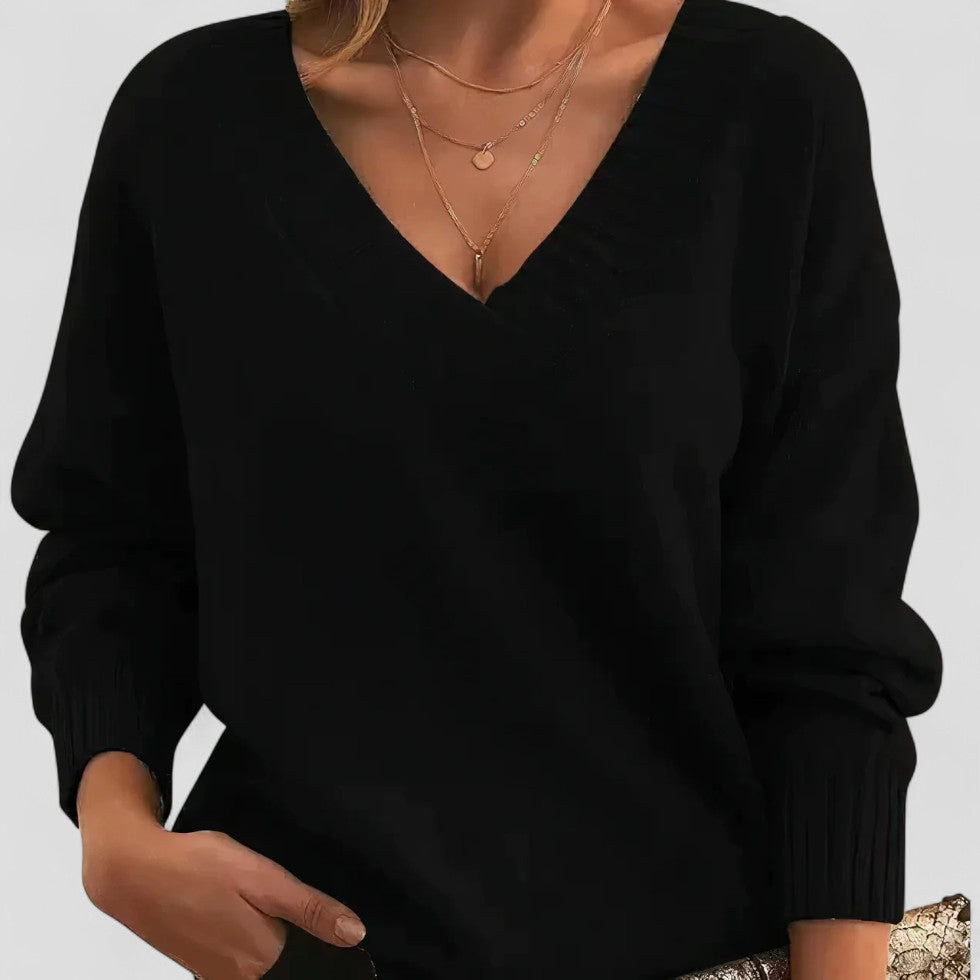 Pull en maille à col V pour femme