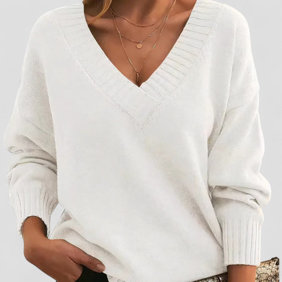 Pull en maille à col V pour femme