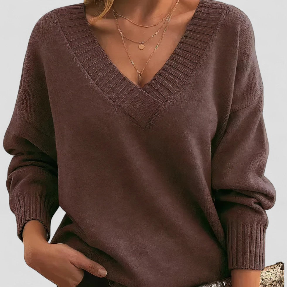 Pull en maille à col V pour femme