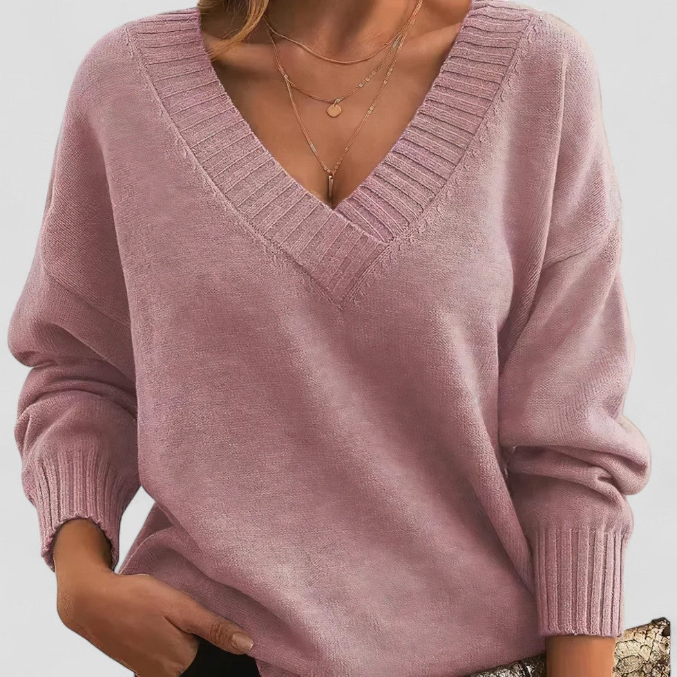 Pull en maille à col V pour femme