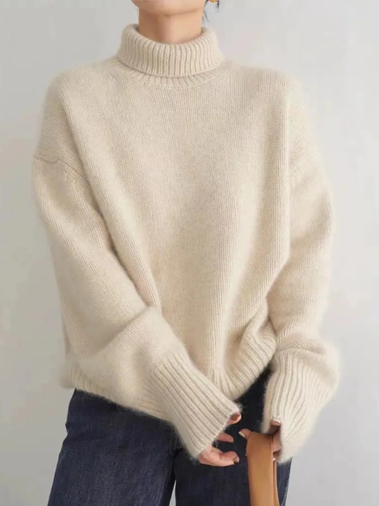 Pull en maille à col roulé confortable pour femme