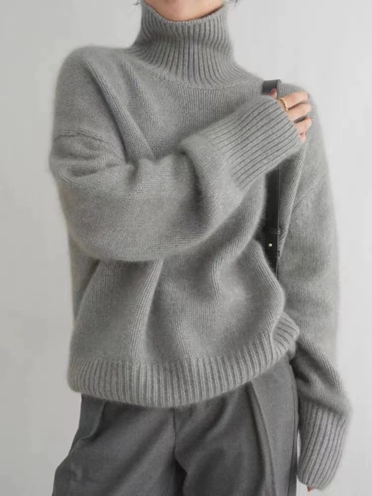 Pull en maille à col roulé confortable pour femme