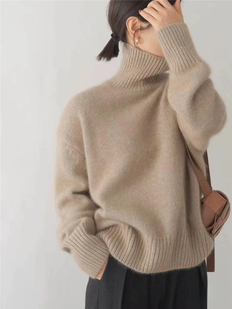Pull en maille à col roulé confortable pour femme