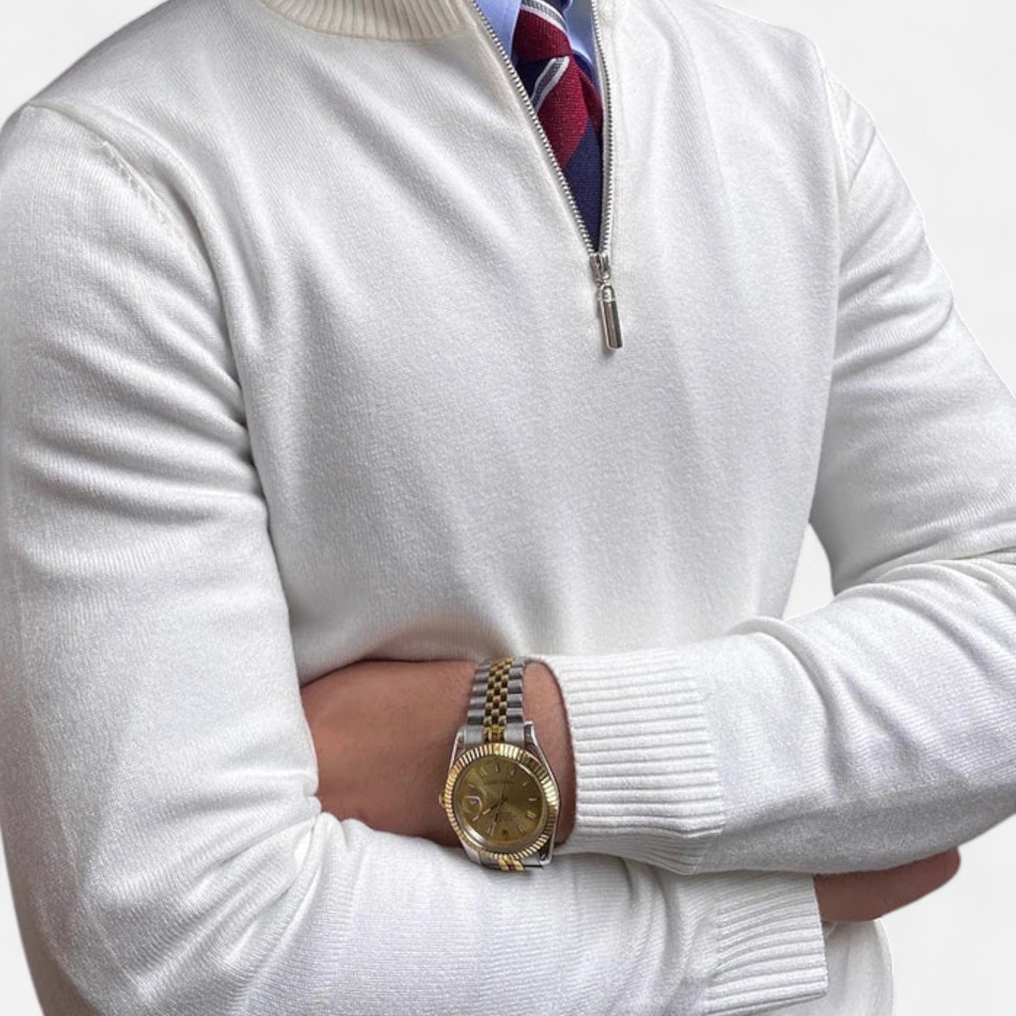 Pull en maille classique à col zippé pour homme