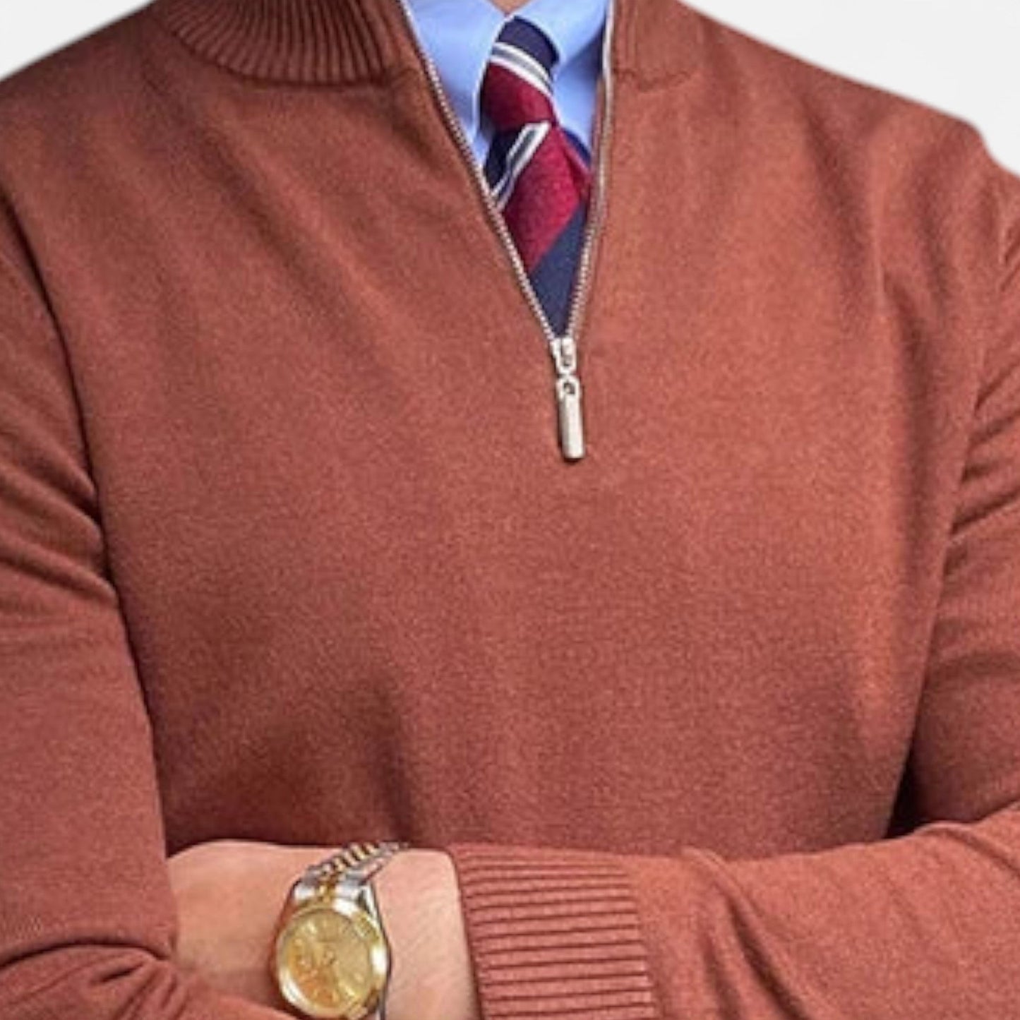 Pull en maille classique à col zippé pour homme