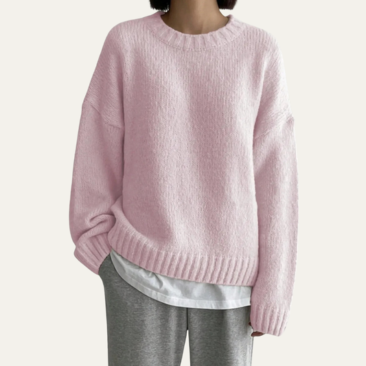 Pull en maille confortable à col rond pour femme