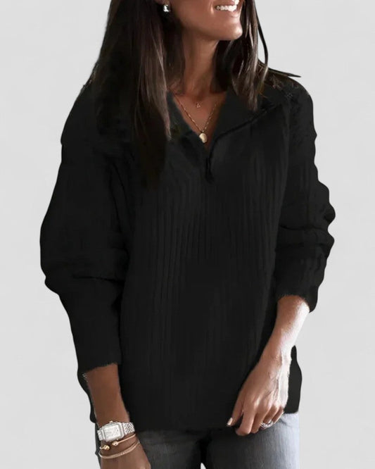 Pull en maille confortable à col zippé pour femme