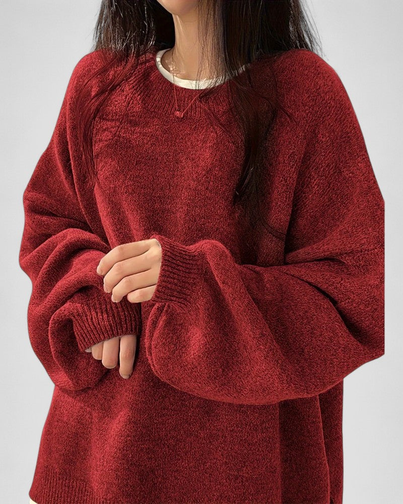 Pull en maille confortable à épaules dénudées pour femme