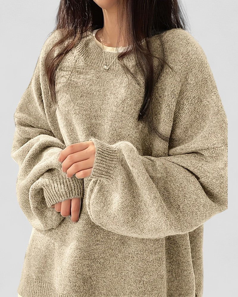 Pull en maille confortable à épaules dénudées pour femme