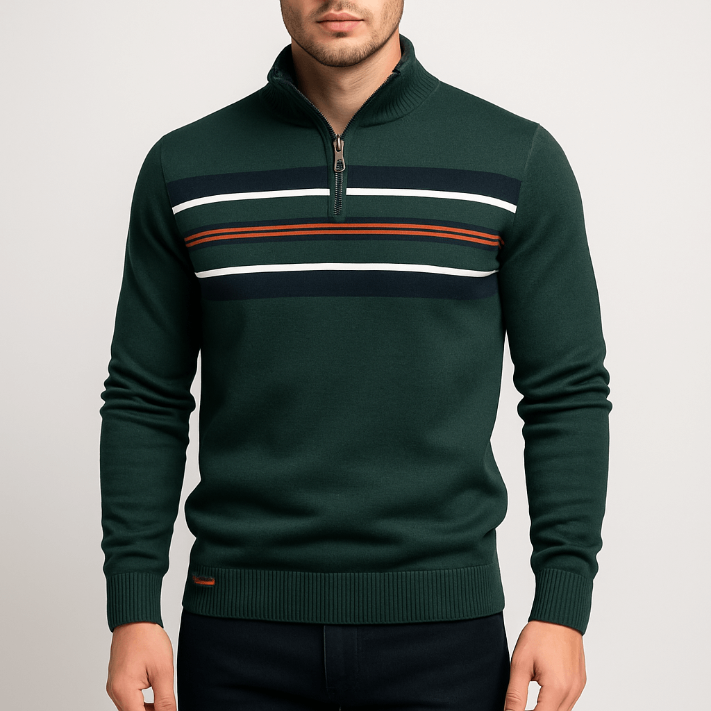Pull en maille côtelée à col montant pour homme