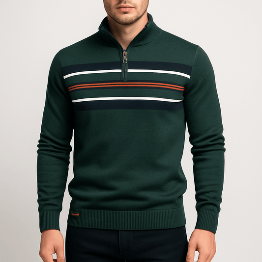 Pull en maille côtelée à col montant pour homme