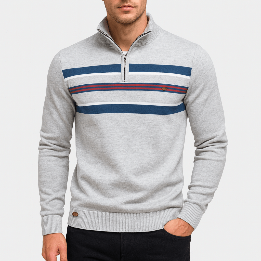 Pull en maille côtelée à col montant pour homme