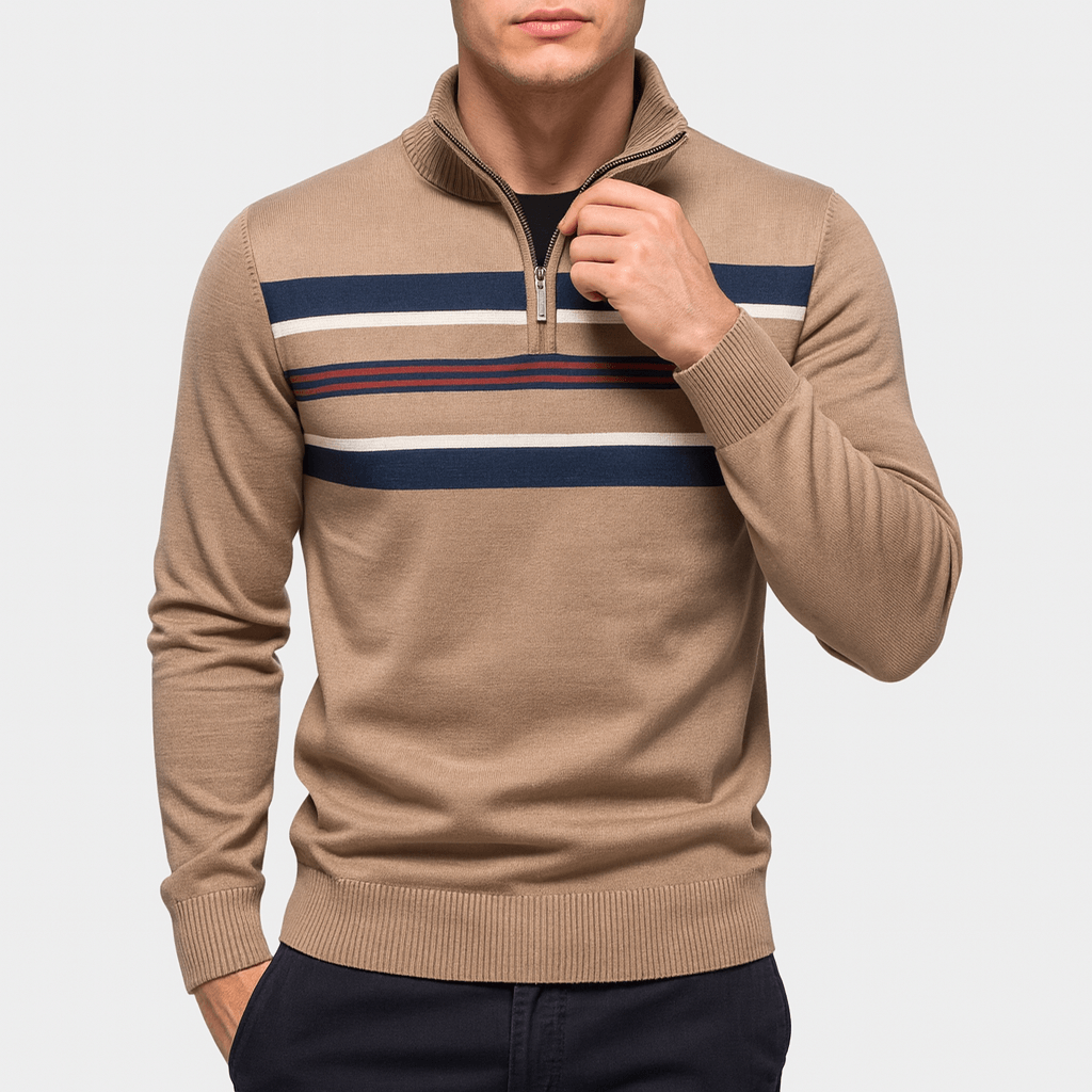 Pull en maille côtelée à col montant pour homme