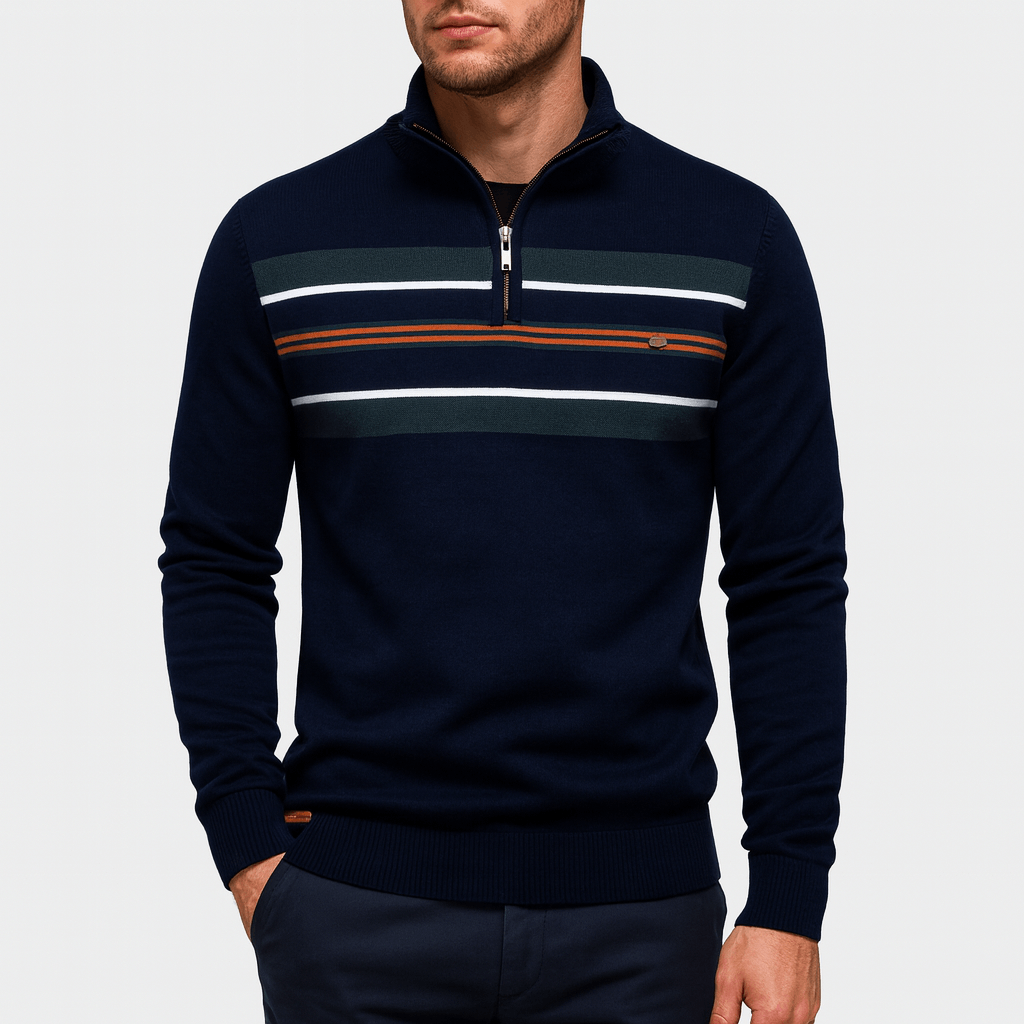 Pull en maille côtelée à col montant pour homme