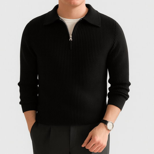Pull en maille décontracté à demi-zip pour homme