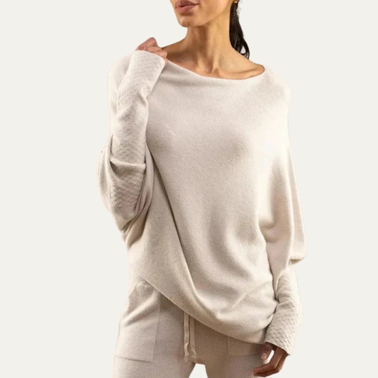 Pull en maille décontractée à épaules dénudées pour femme