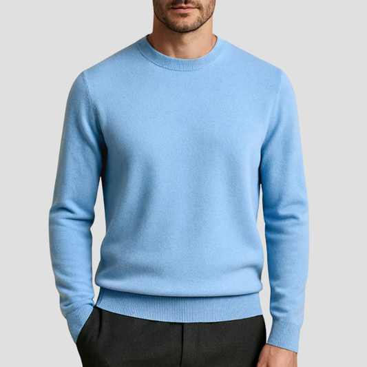 Pull en maille fine à col rond classique pour homme