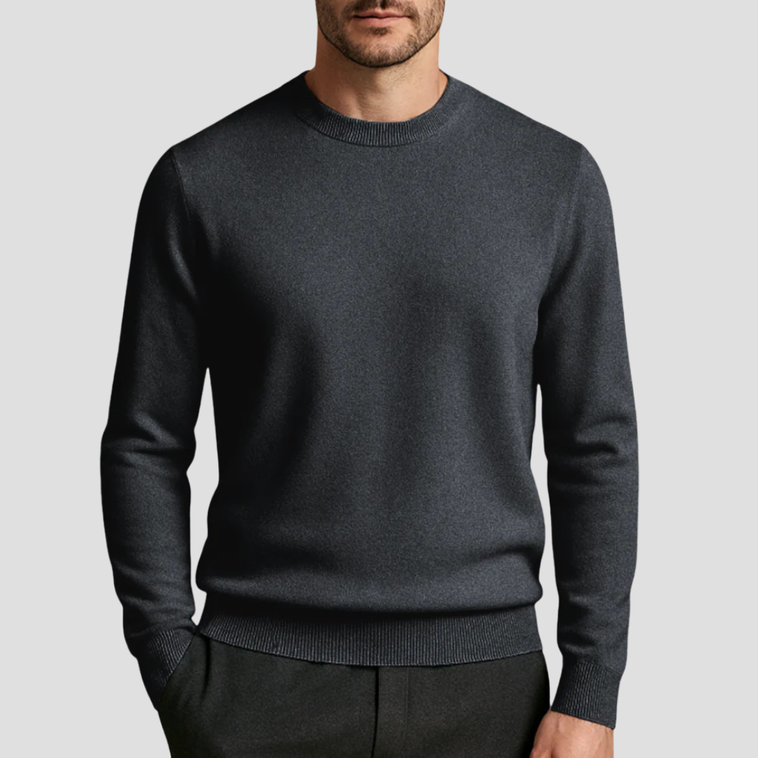 Pull en maille fine à col rond classique pour homme