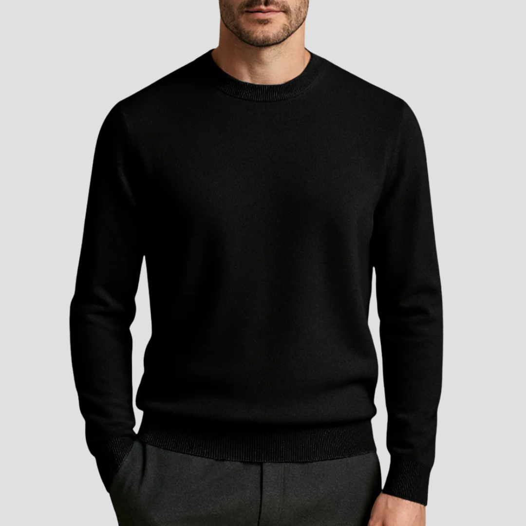 Pull en maille fine à col rond classique pour homme