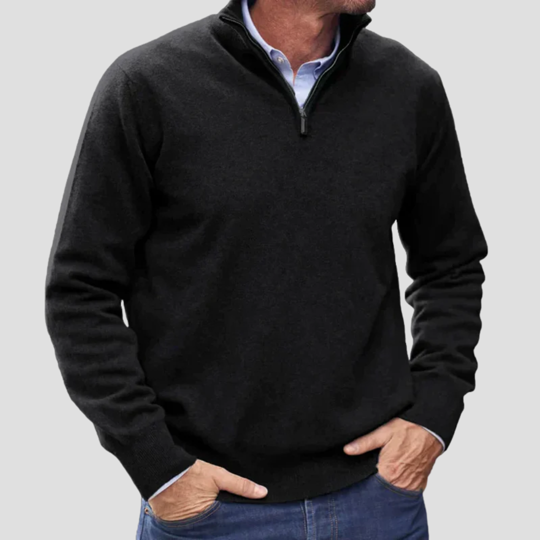 Pull en maille fine à col zippé pour homme