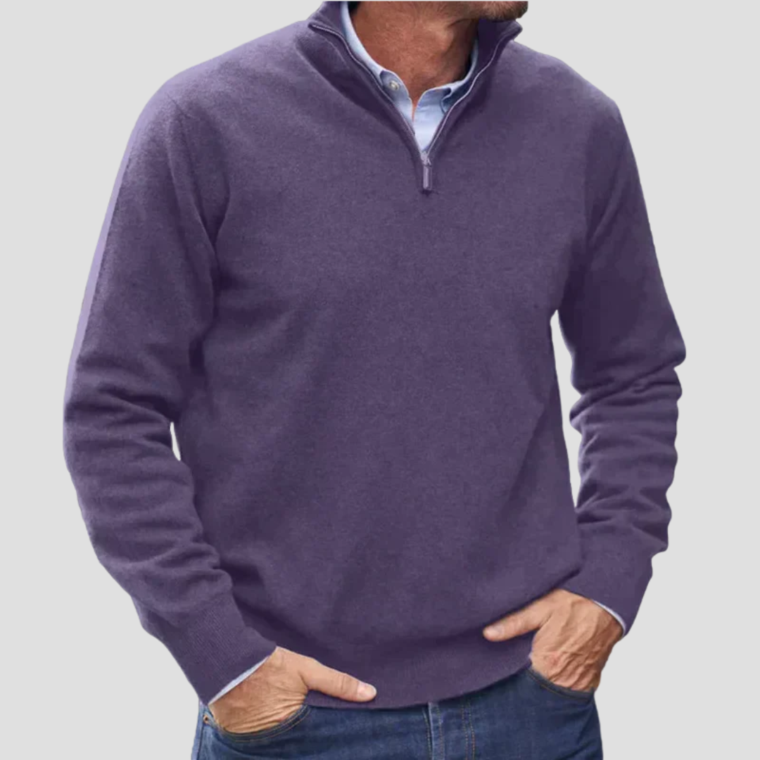 Pull en maille fine à col zippé pour homme