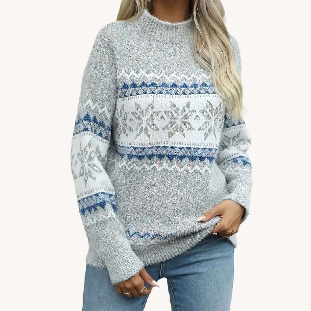 Pull en maille flocon de neige pour femme
