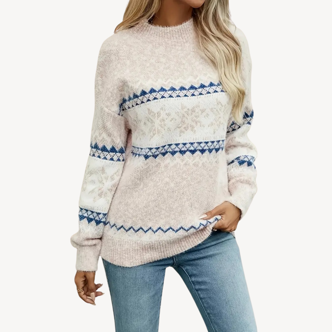 Pull en maille flocon de neige pour femme