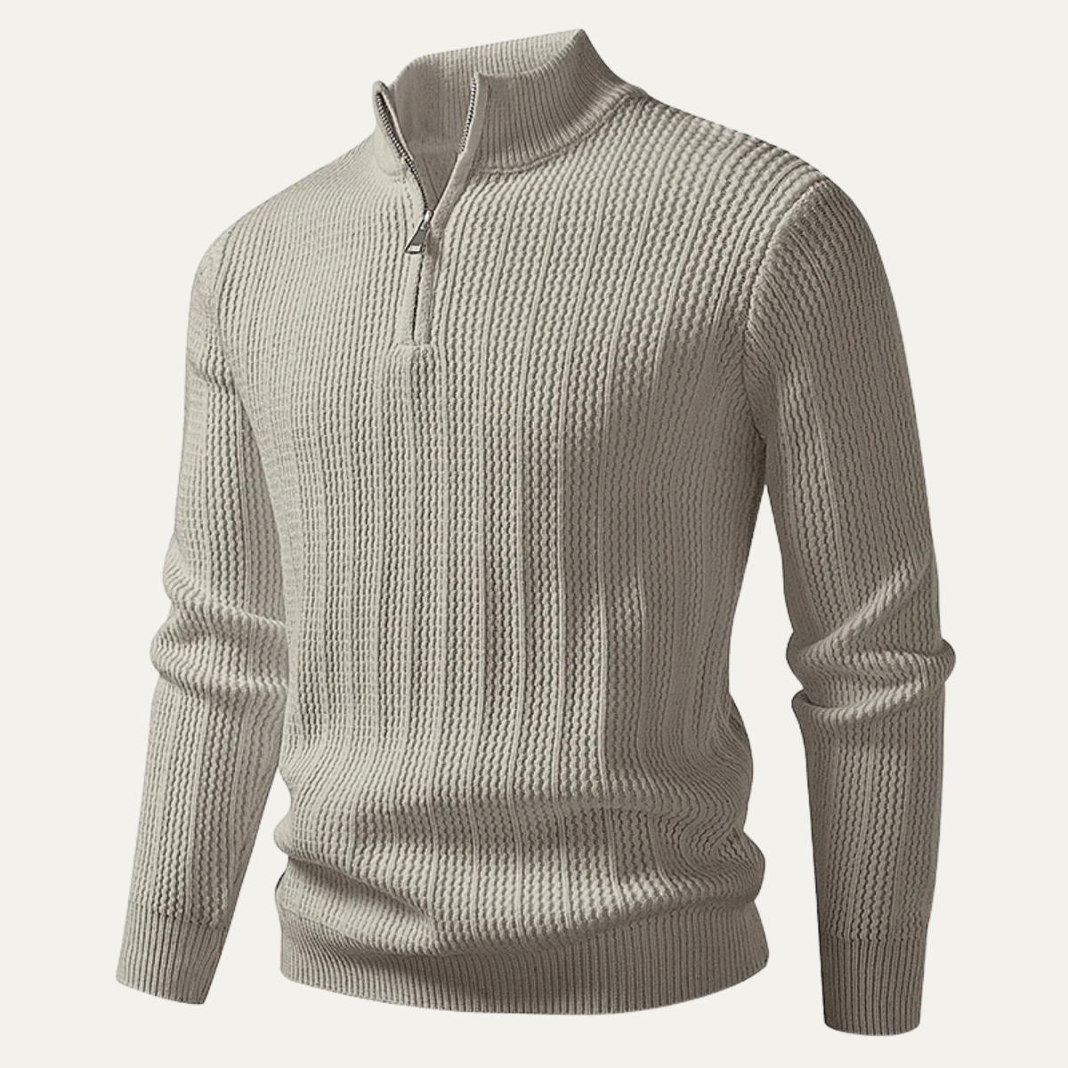 Pull en maille gaufrée à col zippé pour homme