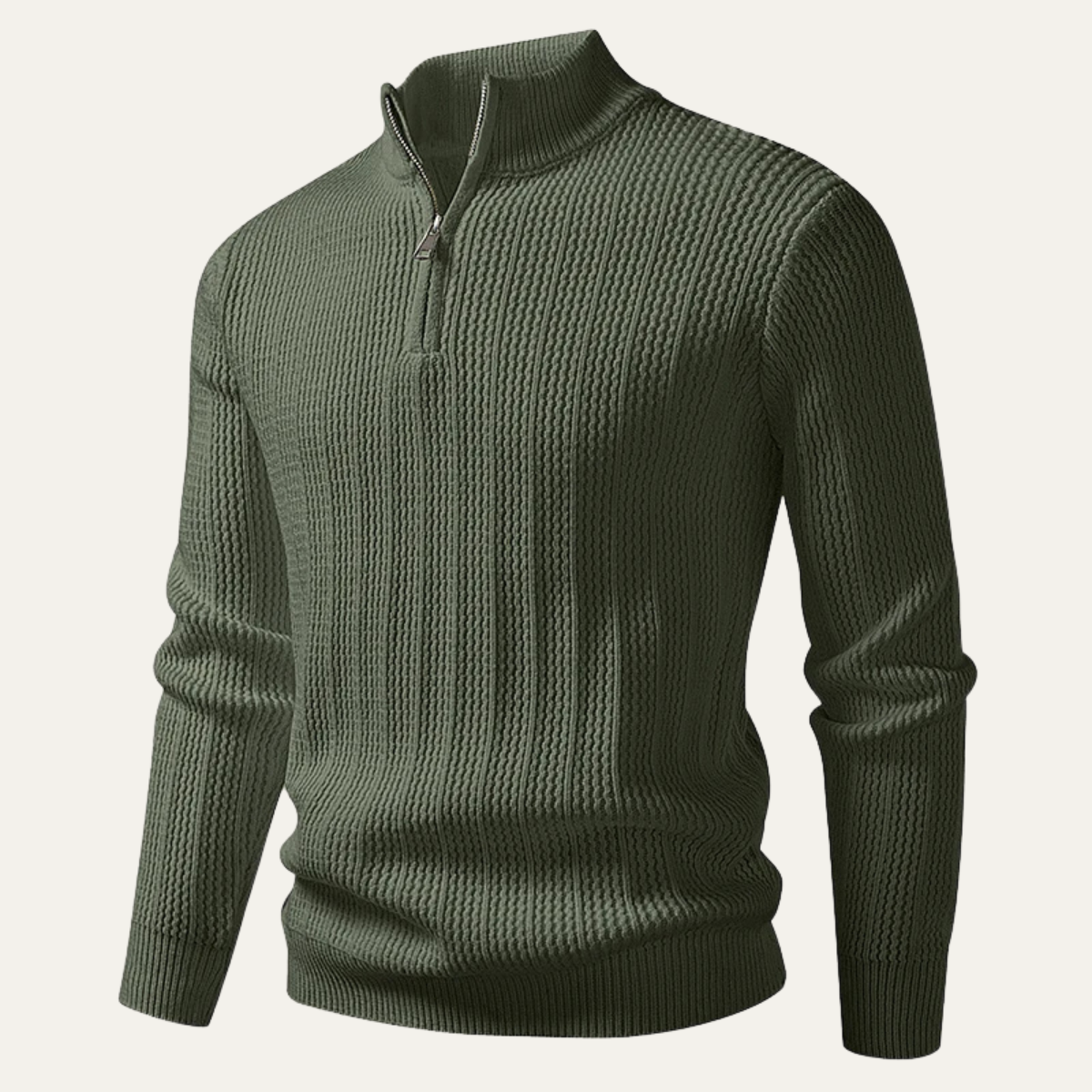 Pull en maille gaufrée à col zippé pour homme