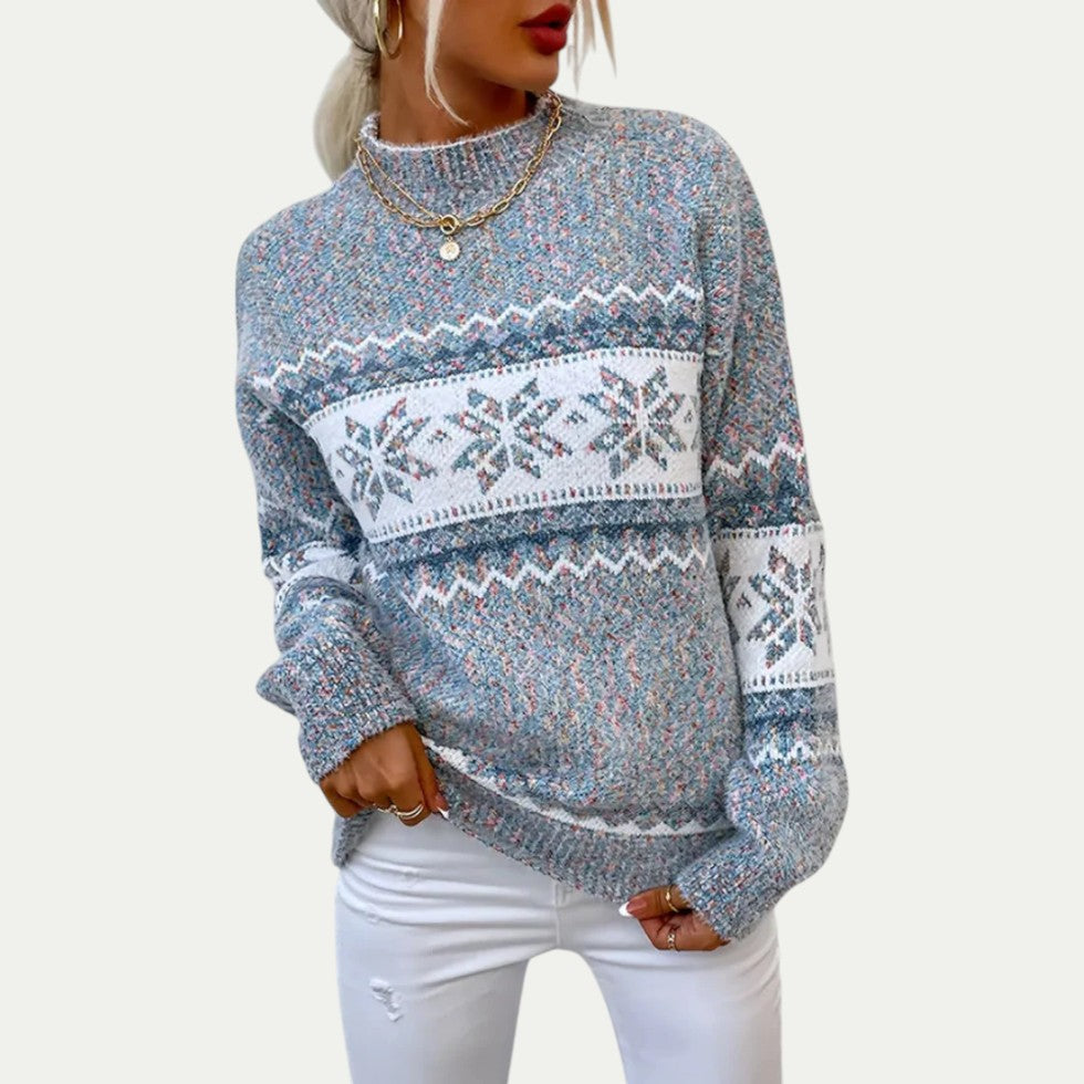 Pull en maille oversize à motif flocon de neige pour femme