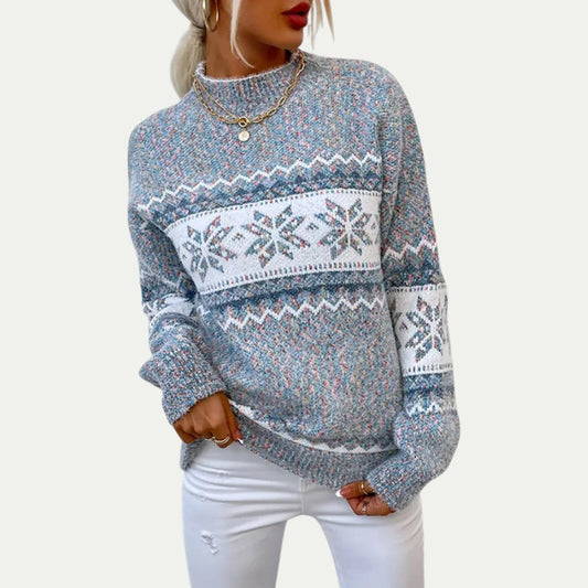 Pull en maille oversize à motif flocon de neige pour femme