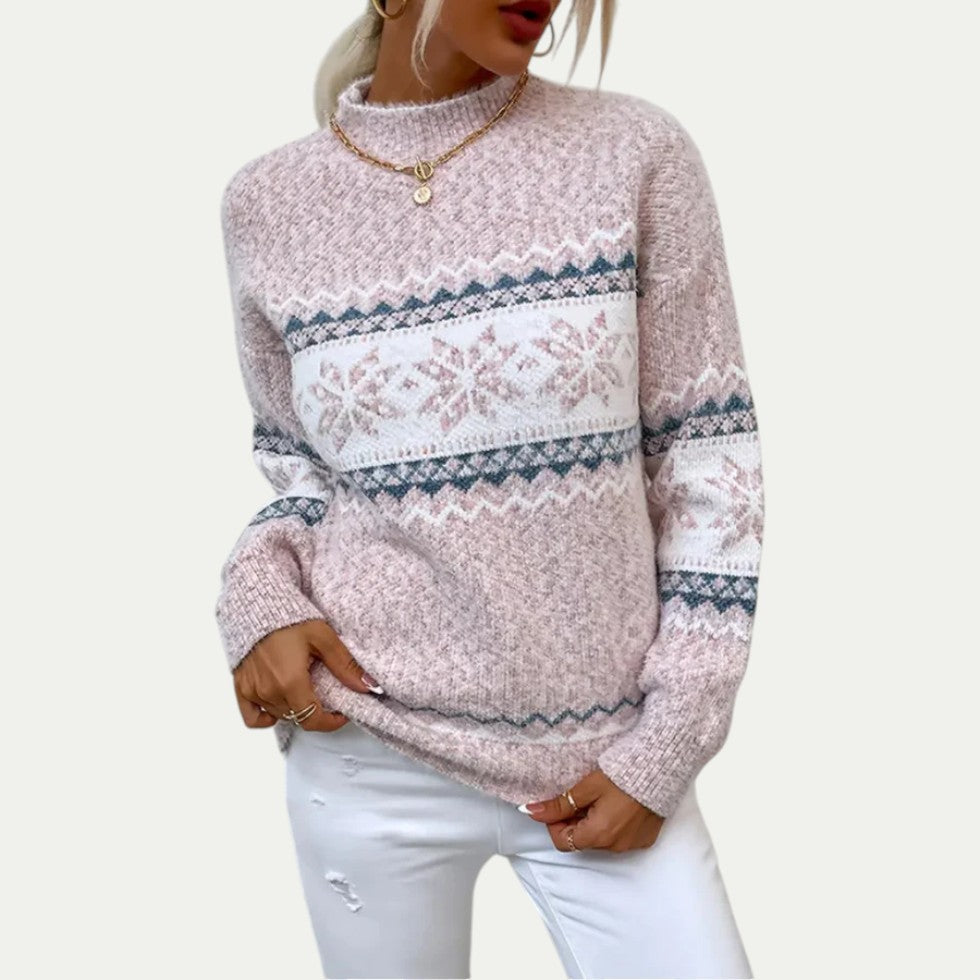 Pull en maille oversize à motif flocon de neige pour femme