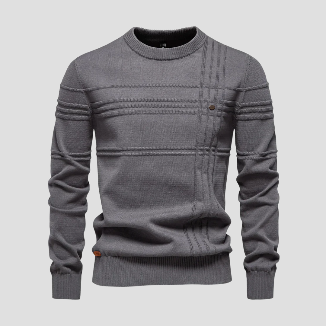 Pull en maille texturée géométrique pour homme