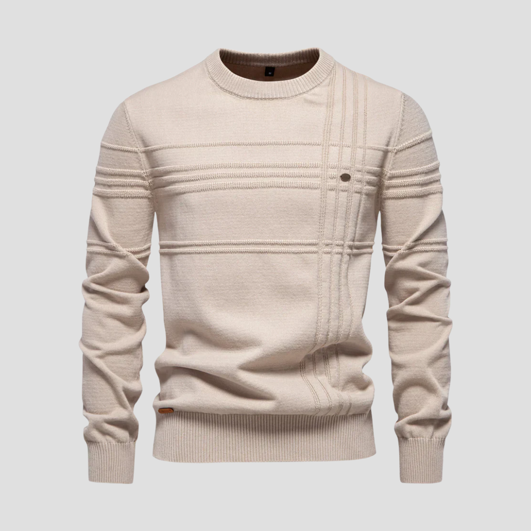Pull en maille texturée géométrique pour homme