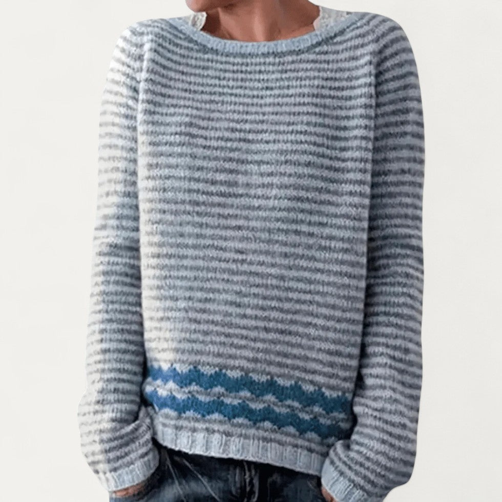 Pull en maille texturée rayé pour femme