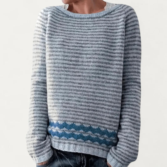 Pull en maille texturée rayé pour femme